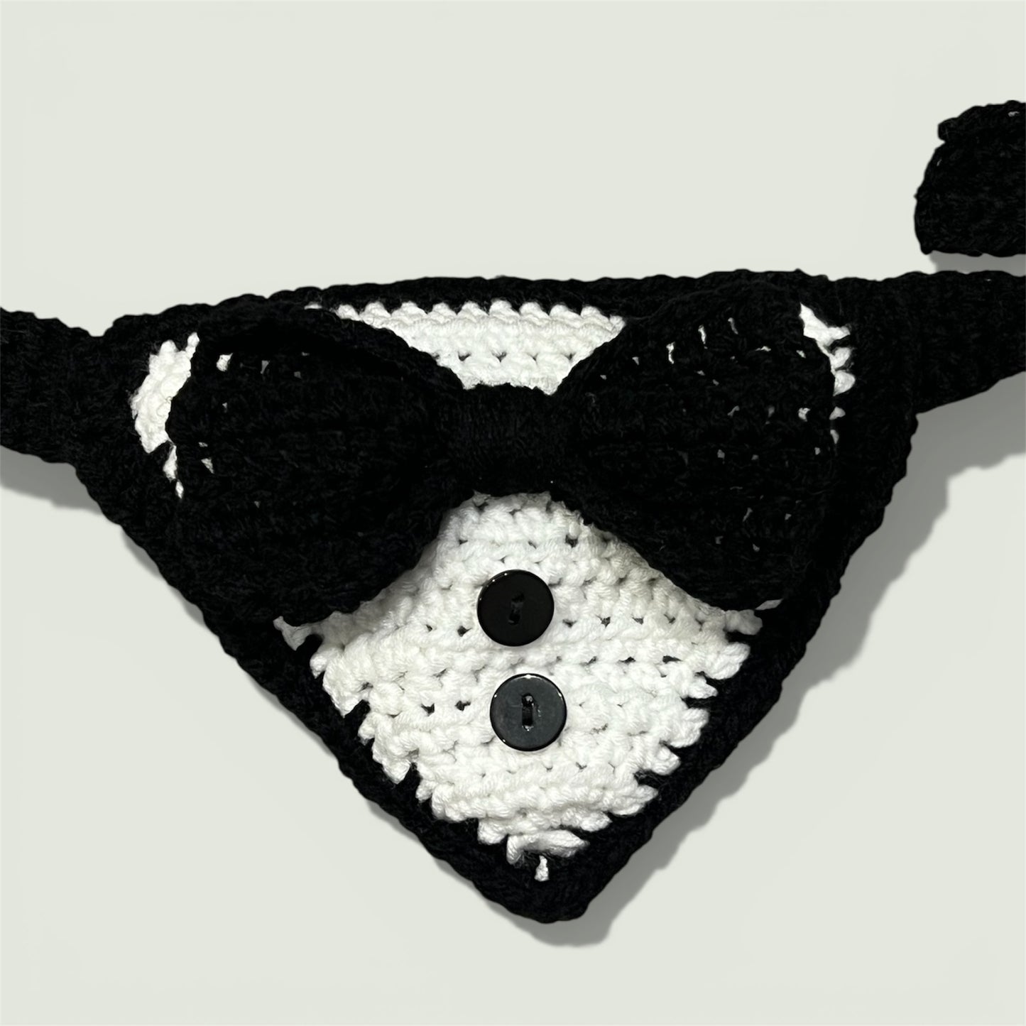 Handmade Crochet Tuxedo Dog Bandana