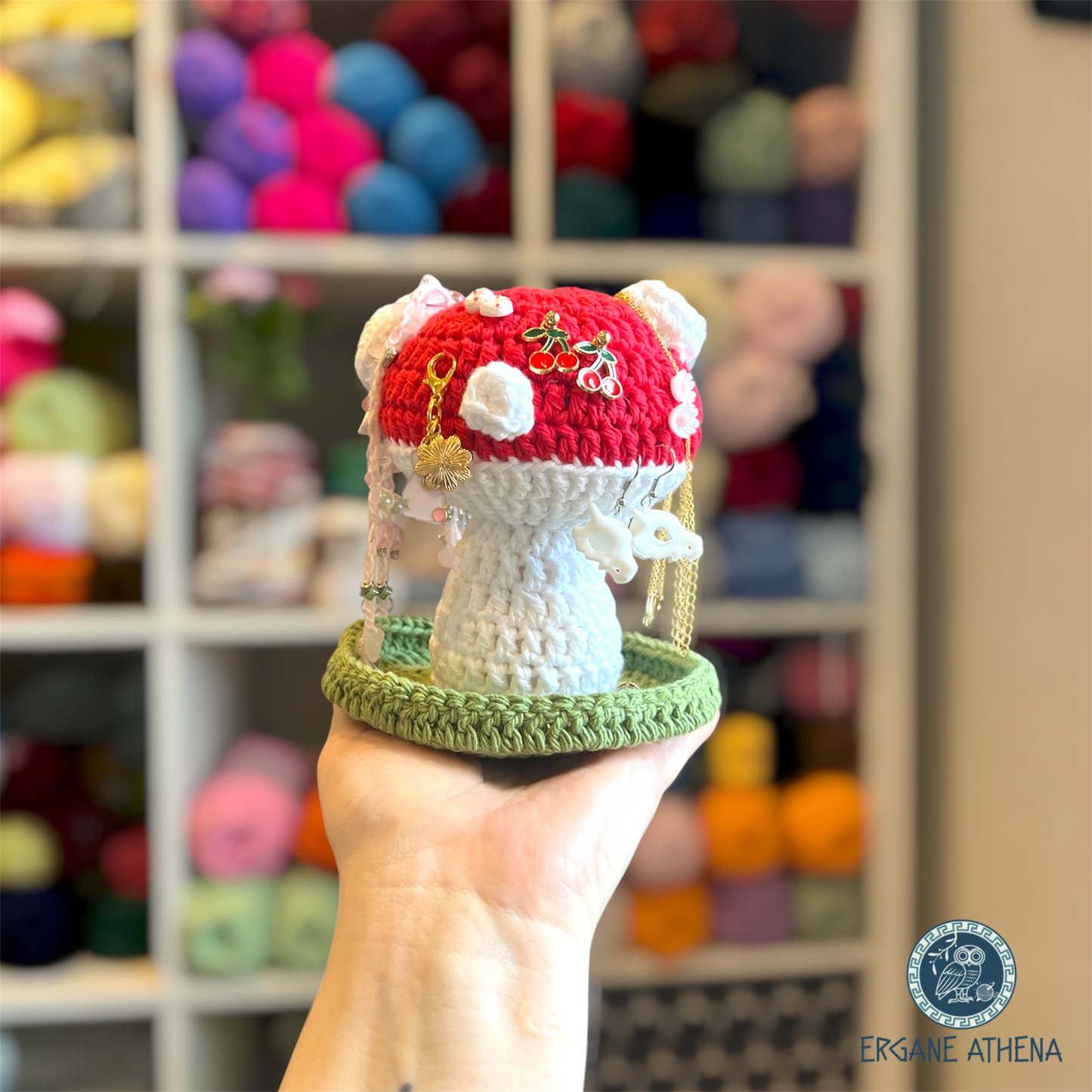 Crocheted Mushroom Jewellery Holder