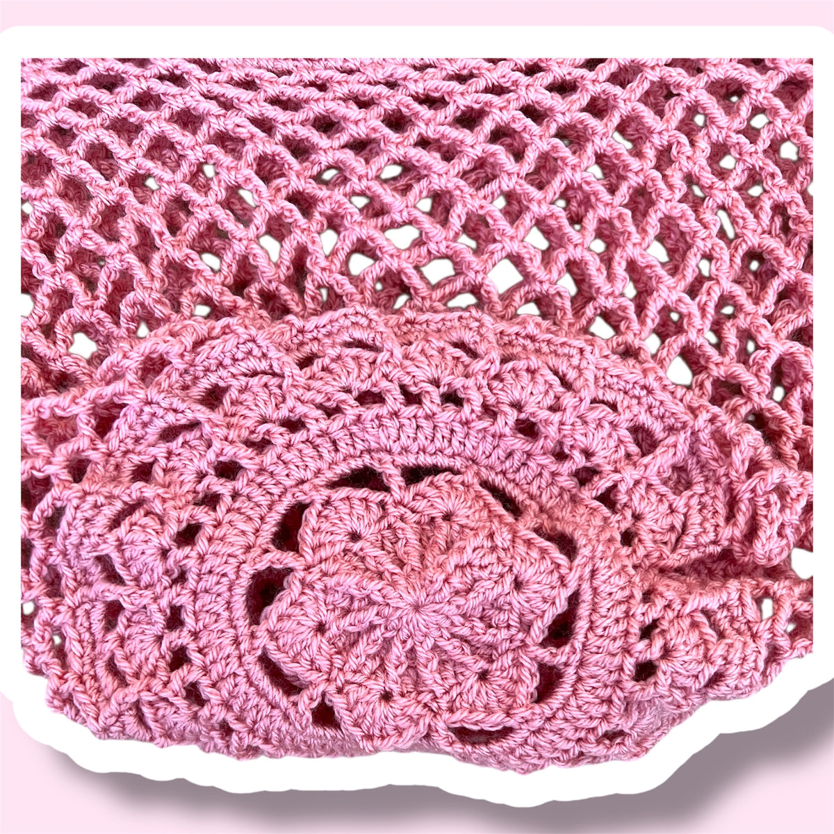 Light Pink Mesh Market Bag - Reusable Eco-Friendly Crochet Shopping Tote