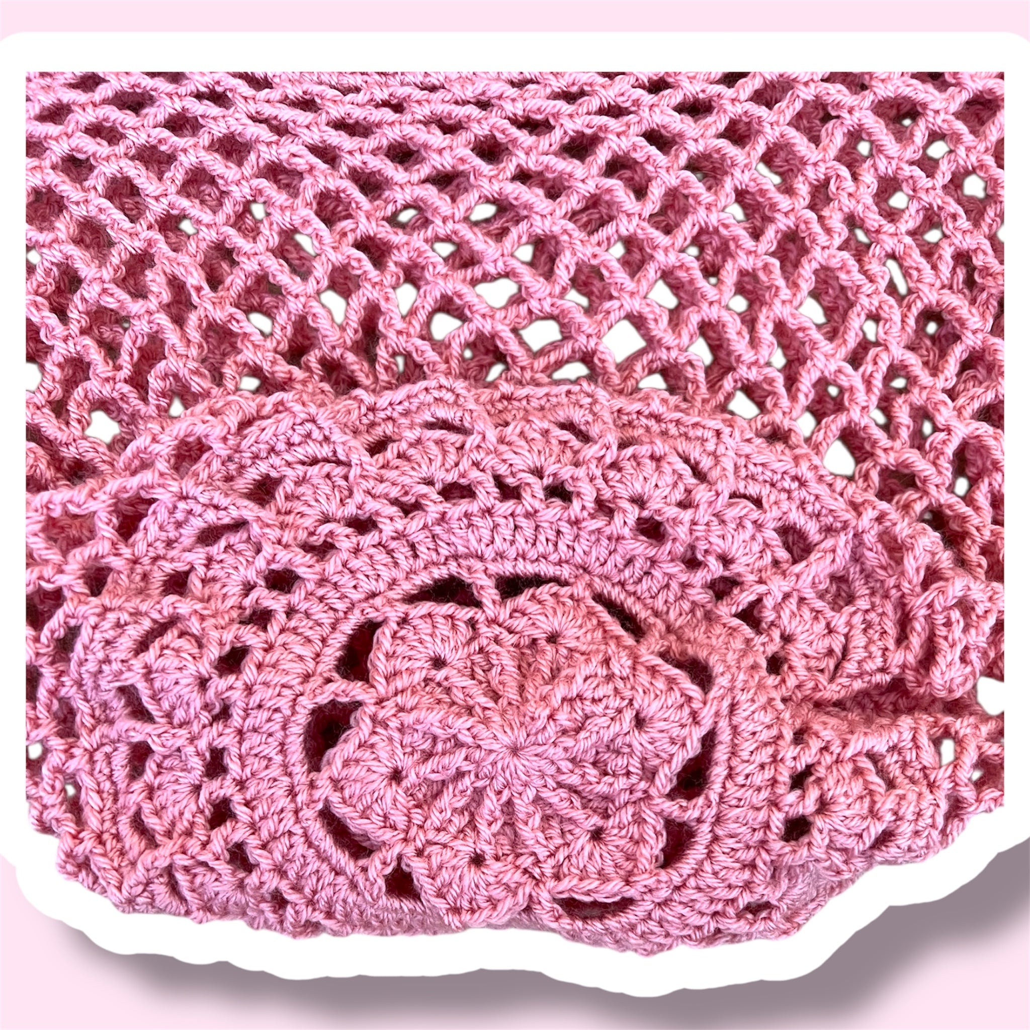 Light Pink Mesh Market Bag - Reusable Eco-Friendly Crochet Shopping Tote