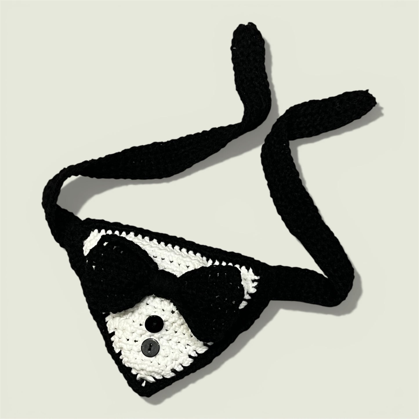 Handmade Crochet Tuxedo Dog Bandana