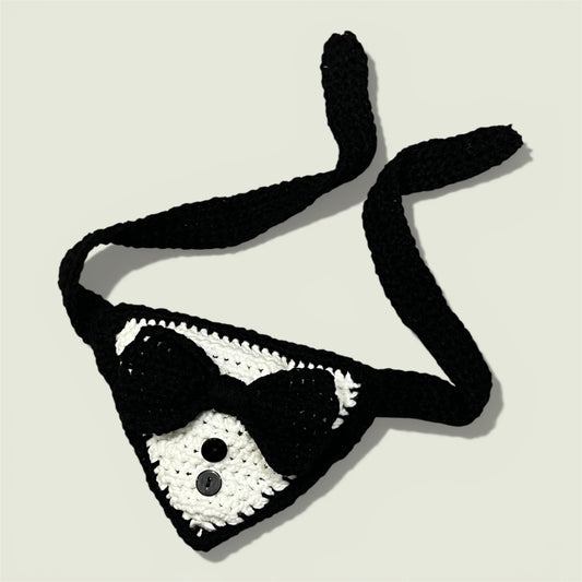 Handmade Crochet Tuxedo Dog Bandana