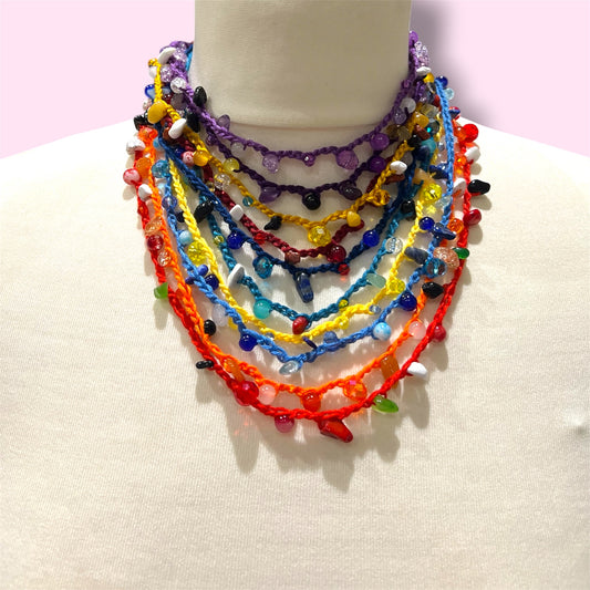 Handmade Crochet Gemstone Necklace - Available in EIHL Ice Hockey Team Colours