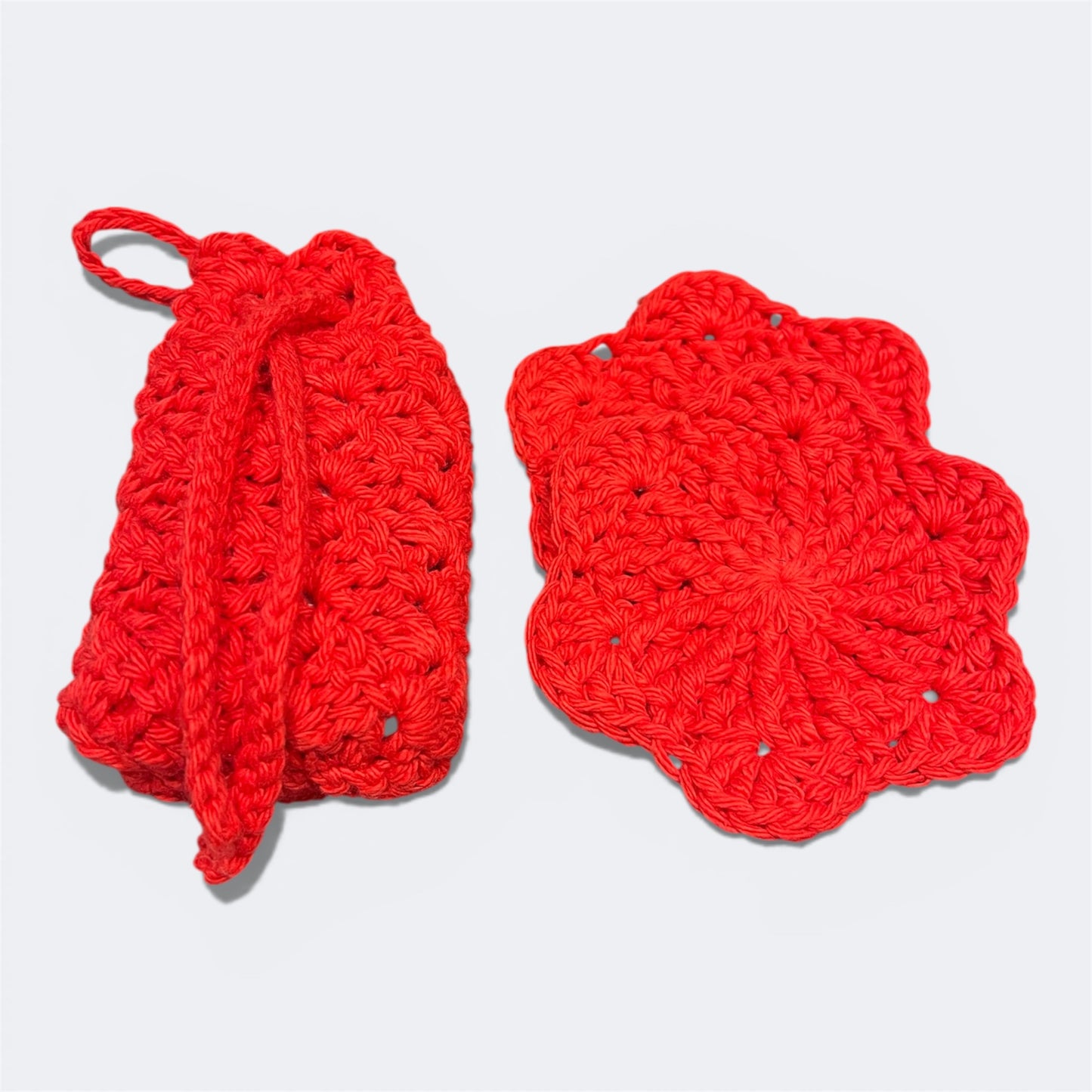 Handmade Crochet Sakura Face Scrubbie and Soap Saver Bath Set