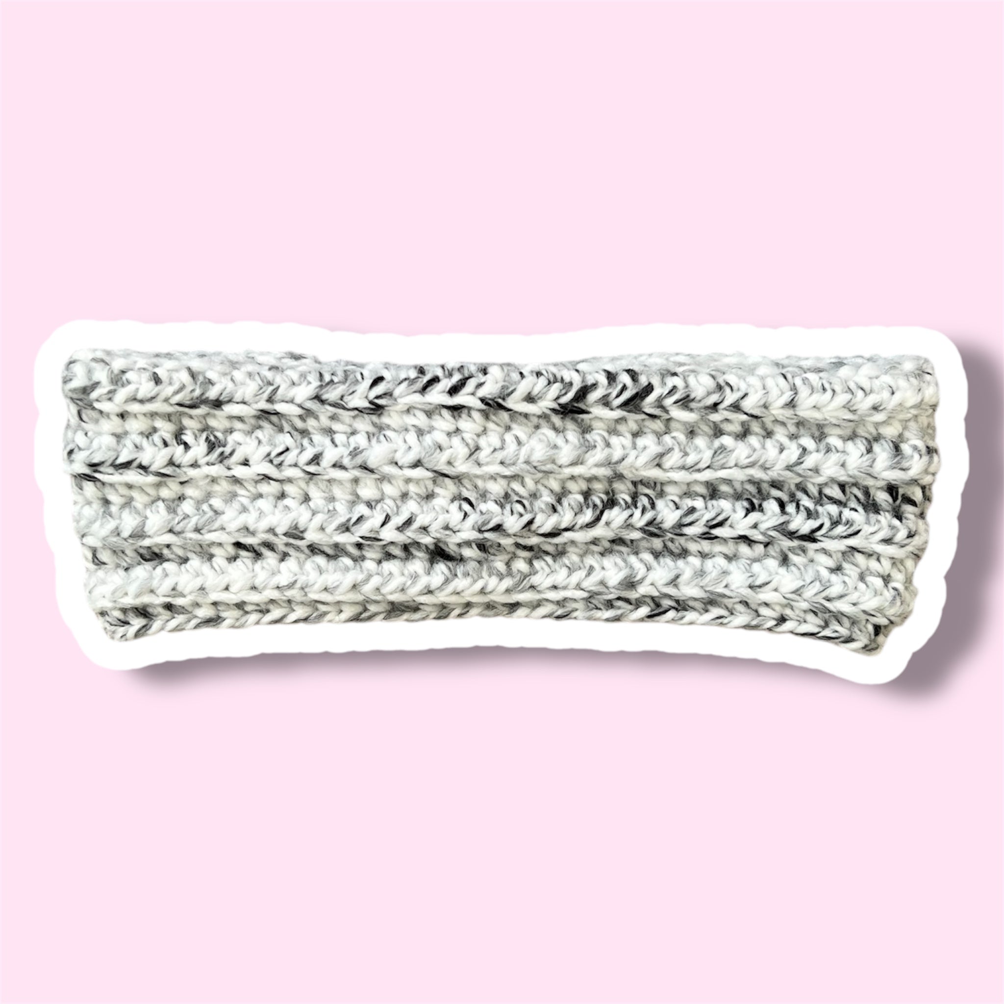 Handmade Crochet Earwarmer - Grey & Black Headband