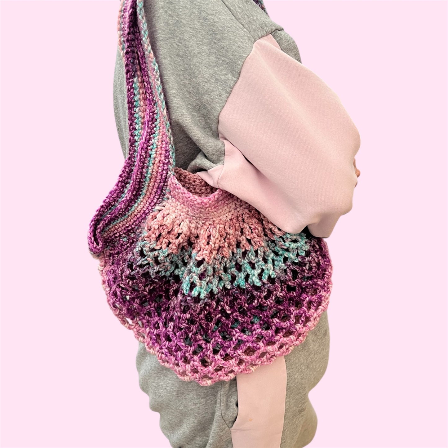 Handmade Crochet Mesh Market Bag - Reusable Shopping Tote