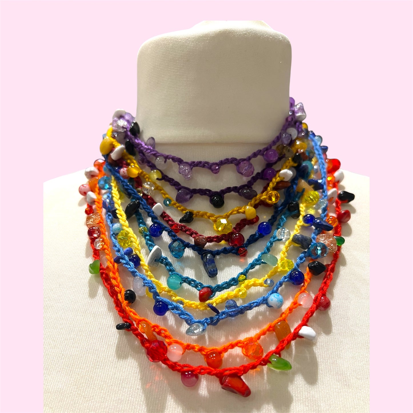 Handmade Crochet Gemstone Necklace - Available in EIHL Ice Hockey Team Colours