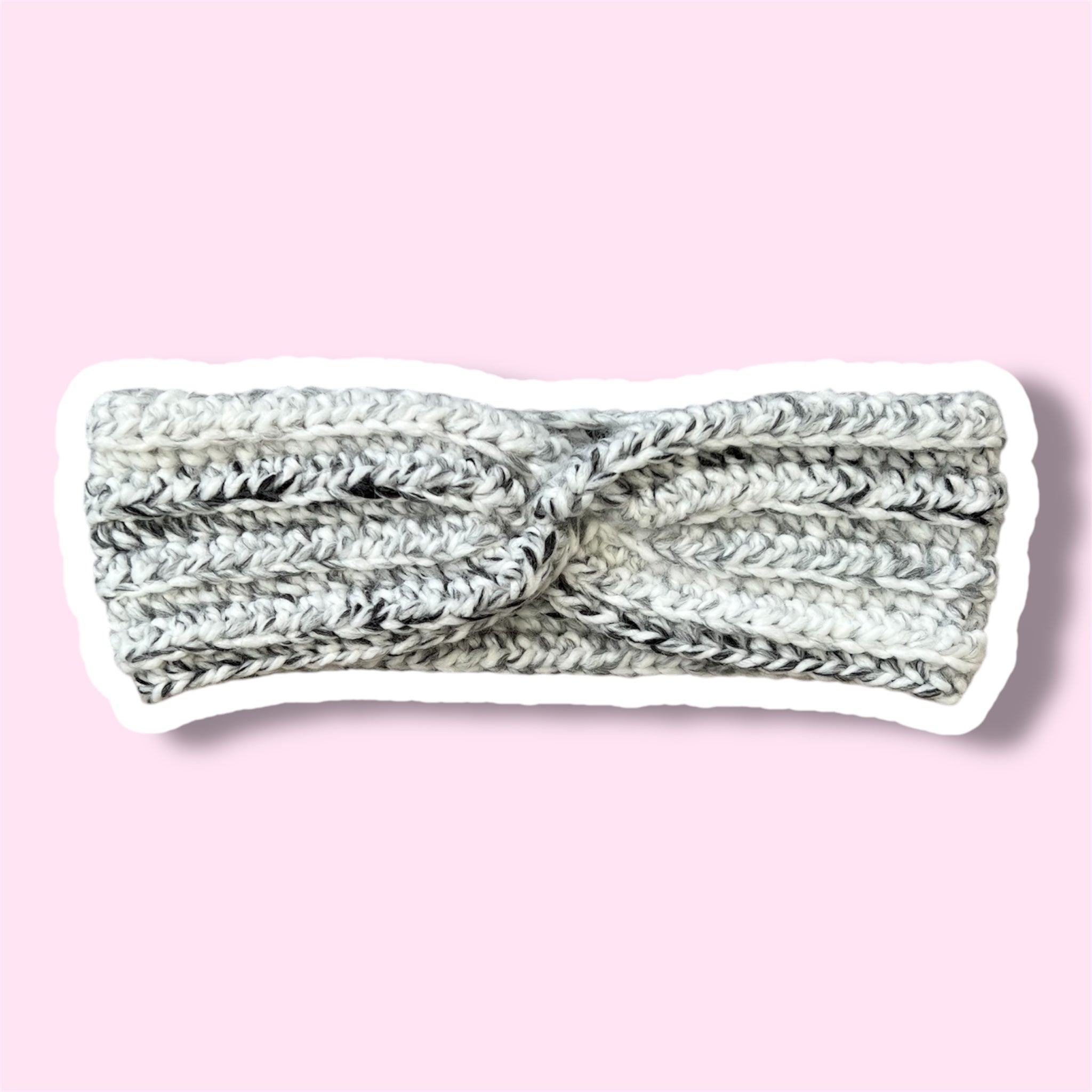 Handmade Crochet Earwarmer - Grey & Black Headband