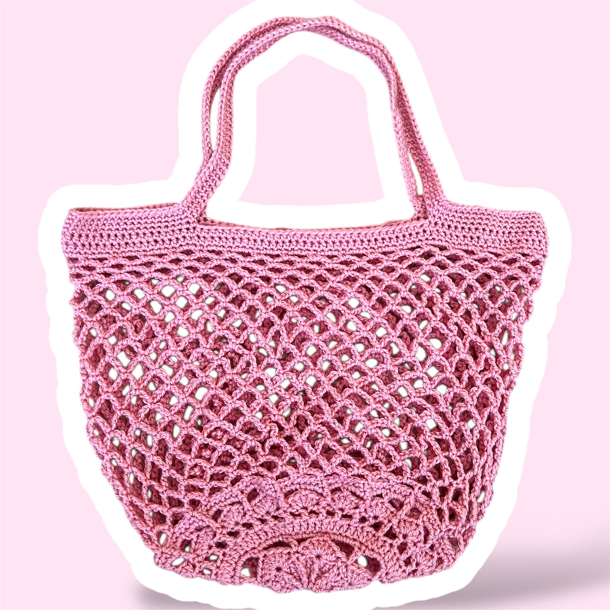Light Pink Mesh Market Bag - Reusable Eco-Friendly Crochet Shopping Tote
