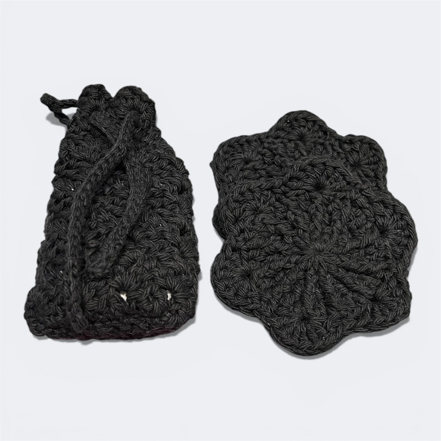 Handmade Crochet Sakura Face Scrubbie and Soap Saver Bath Set