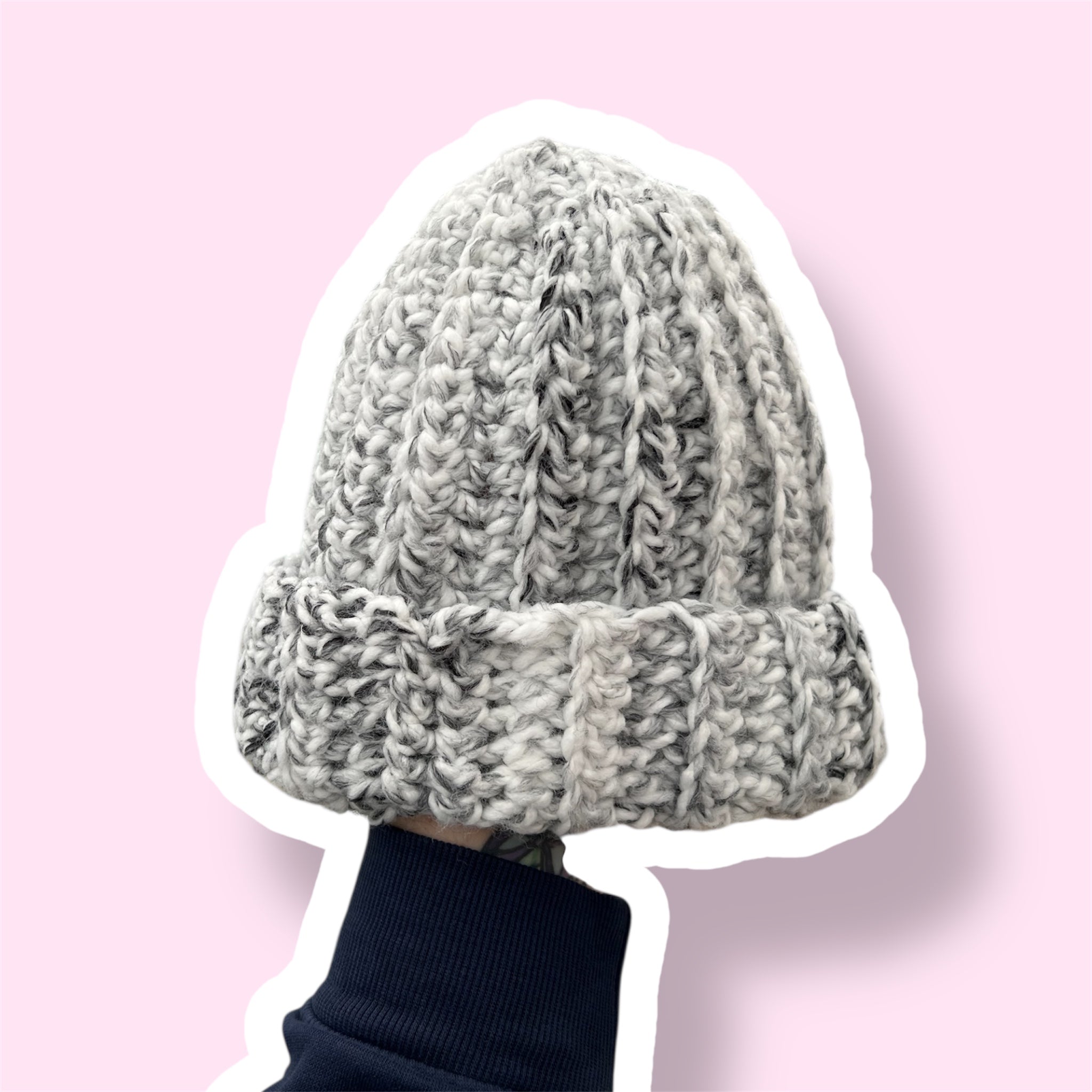 Handmade Crochet Scott Beanie – Grey & Black Winter Hat