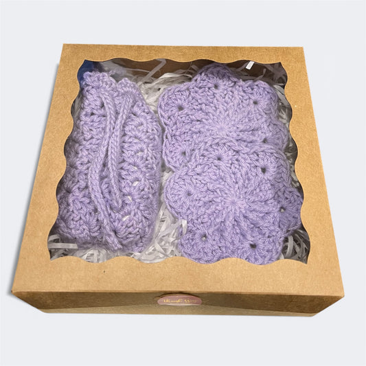 Handmade Crochet Sakura Face Scrubbie and Soap Saver Bath Set