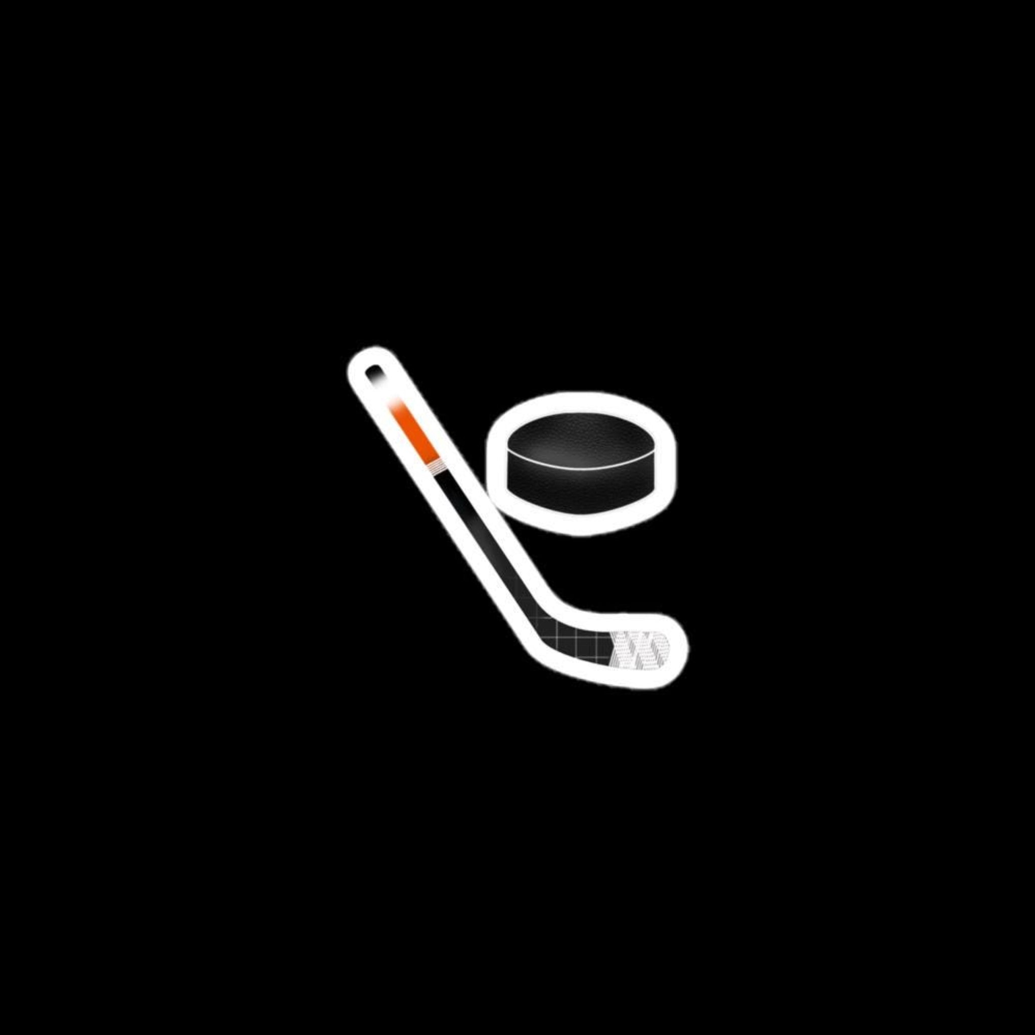 Ice Hockey stick sticker and Ice Hockey puck sticker on a black background